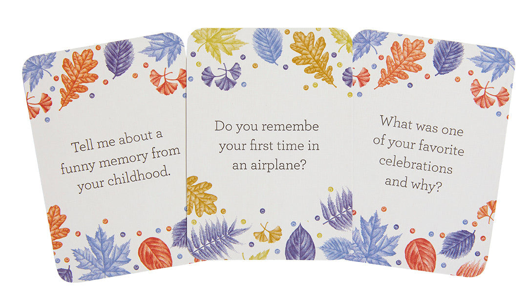 Open gift stationery kit featuring question cards for my grandfather, from Insight Editions, with heartfelt prompts and vintage-inspired design.