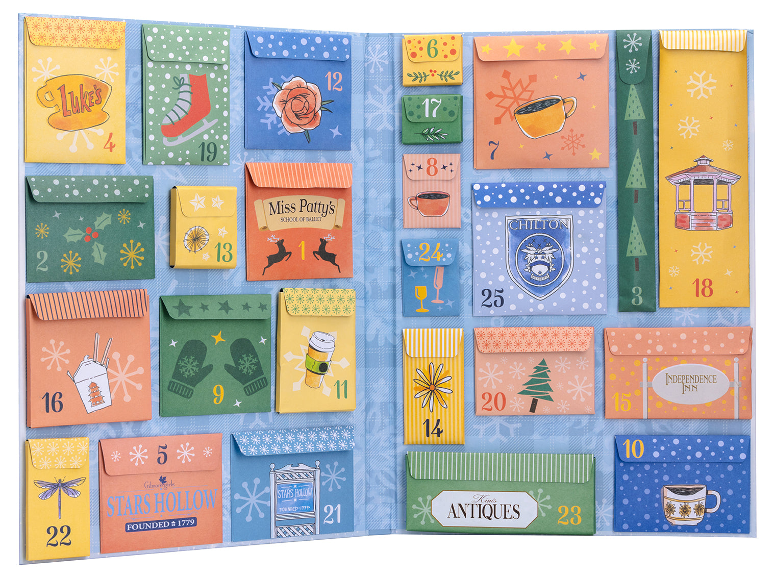 Hardbound Gilmore Girls: The Official Advent Calendar kit by Insight Editions featuring themed pages and festive design.