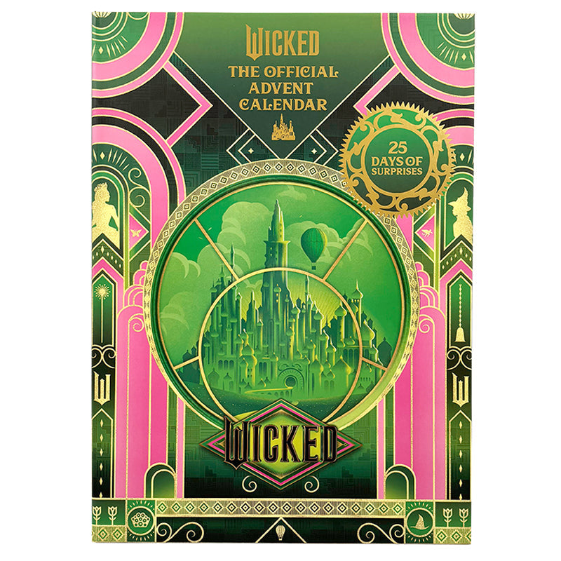 Hardbound Wicked: The Official Advent Calendar kit with colorful cover featuring the Wicked logo and festive design.