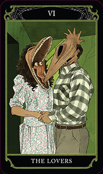 Beetlejuice Tarot Deck & Guide kit with softbound guidebook and illustrated tarot cards featuring Beetlejuice-themed artwork.