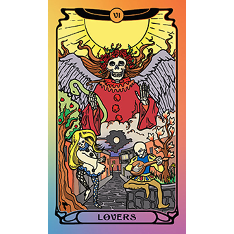 Softbound Grateful Dead Tarot Deck and Guidebook kit by Insight Editions featuring colorful tarot cards and a matching guidebook.