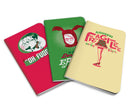 Set of 3 softcover Christmas Story pocket notebooks by Insight Editions, featuring festive holiday-themed covers.