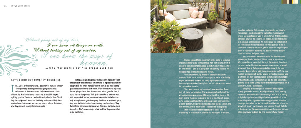Softcover copy of "Altar Your Space" by Insight Editions, featuring a serene altar scene on the cover.