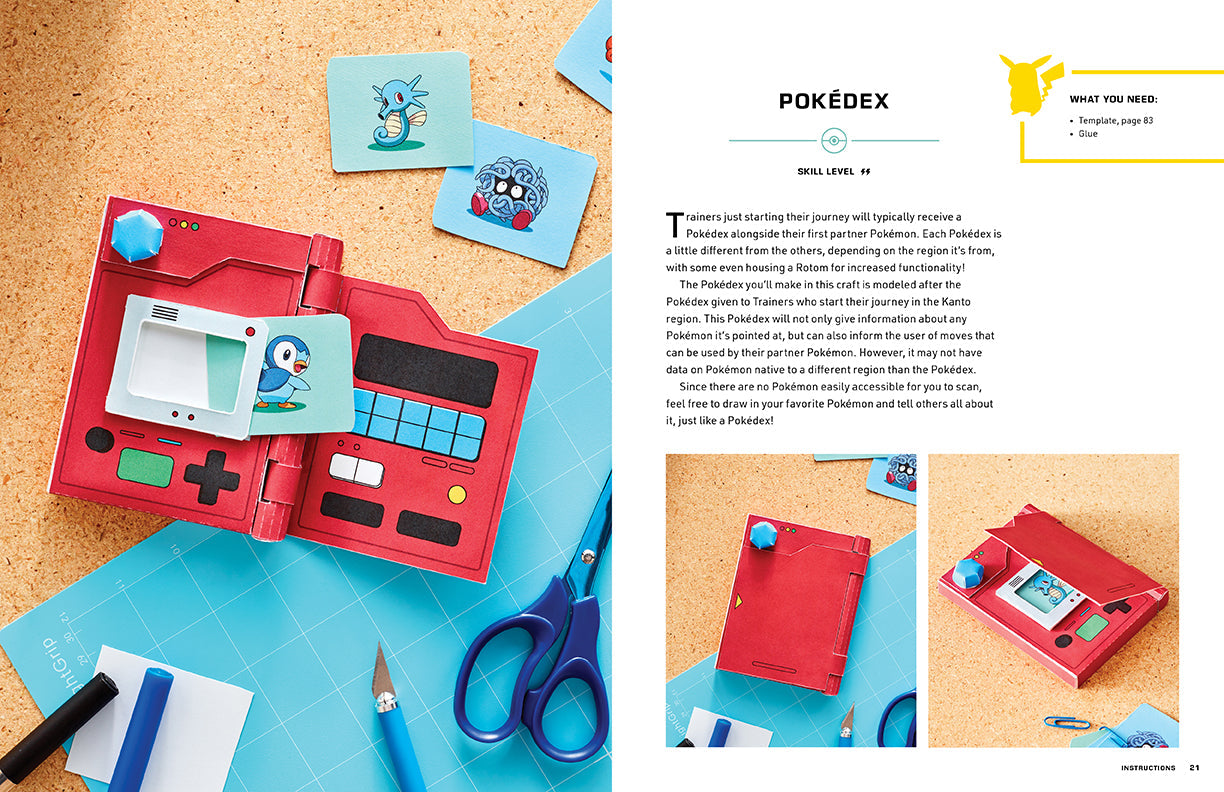 Softcover Amazing Pokemon Paper Crafts book by Insight Editions featuring colorful Pokemon paper craft designs and illustrations.
