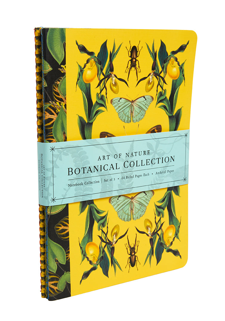 Set of three softcover botanical sewn notebooks from the Art of Nature collection by Insight Editions, featuring floral cover designs.