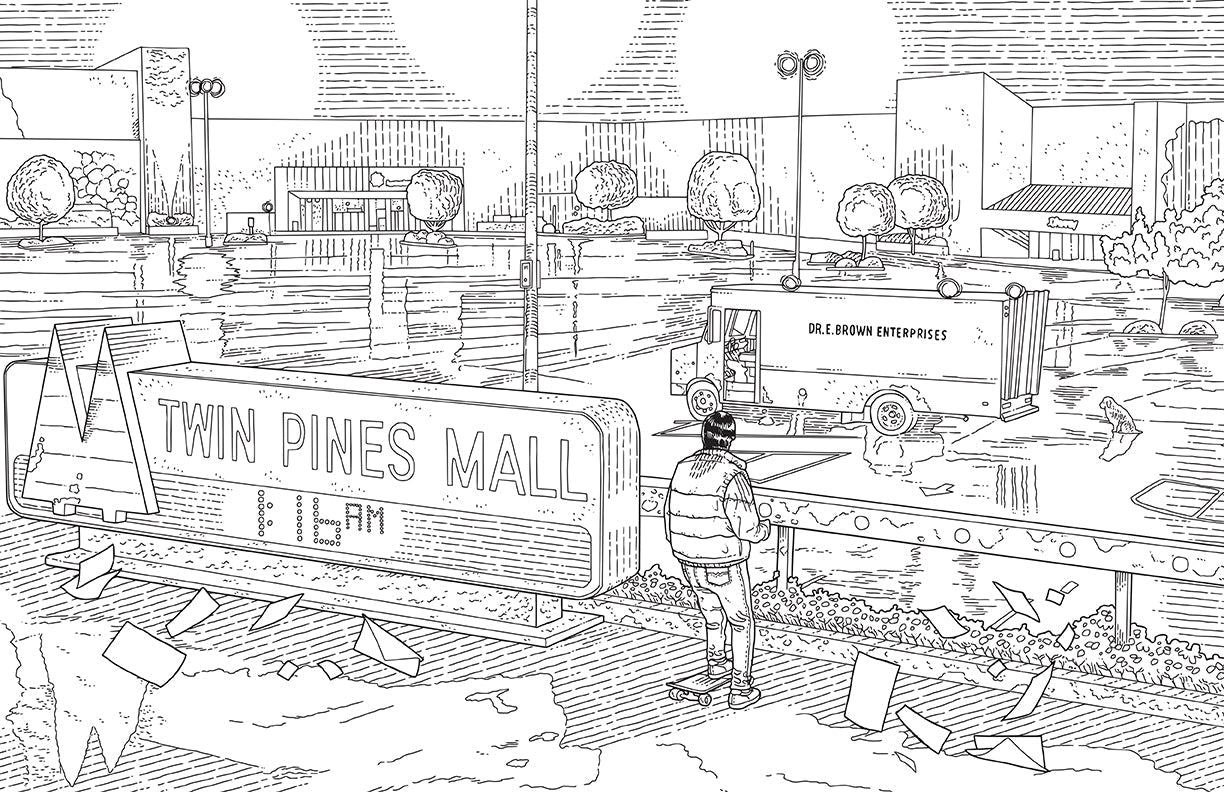 Softcover coloring book titled "Back to the Future" by Insight Editions featuring iconic scenes from the film series.