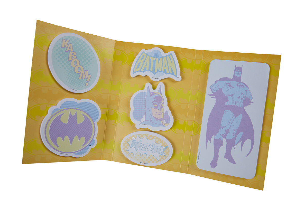 Softcover Batman Sticky Note Collection by Insight Editions featuring Batman-themed note pads with iconic superhero designs.