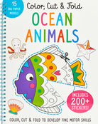 Softcover "Color, Cut, and Fold: Ocean Animals" book by Insight Editions featuring vibrant ocean animal illustrations and interactive fold-outs.