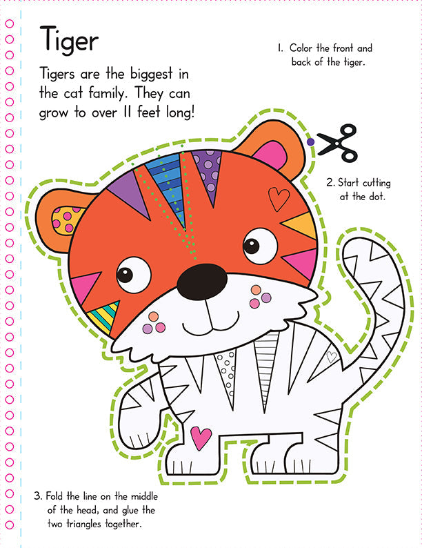 Softcover book titled "Color, Cut, and Fold: Wild Animals" by Insight Editions featuring vibrant wild animal illustrations.