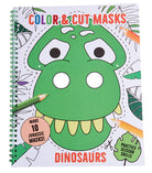 Color & Cut Masks: Dinosaurs softcover book by Insight Editions featuring dinosaur-themed mask designs and colorful illustrations.