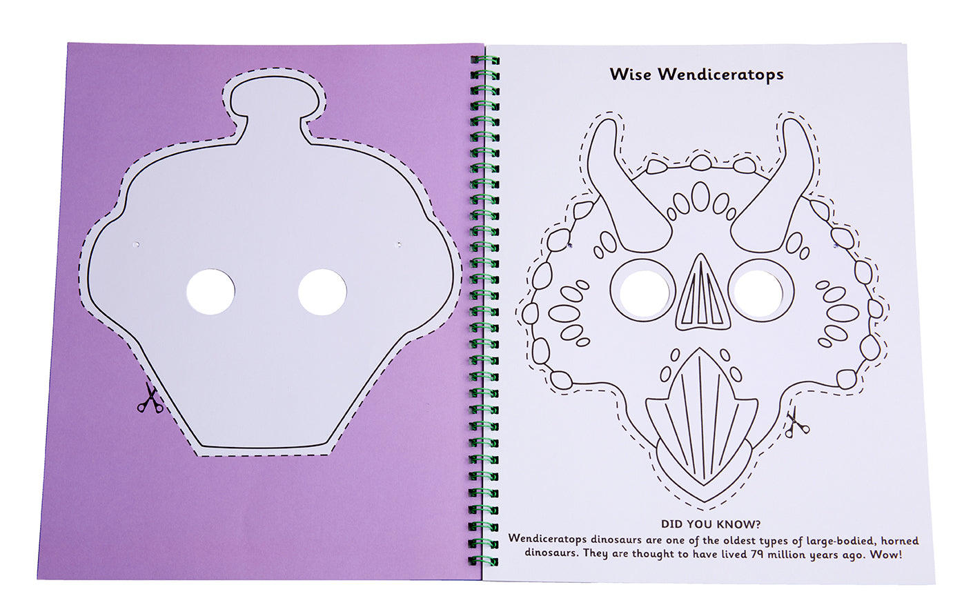 Softcover Color & Cut Masks: Dinosaurs by Insight Editions featuring vibrant dinosaur illustrations for kids.