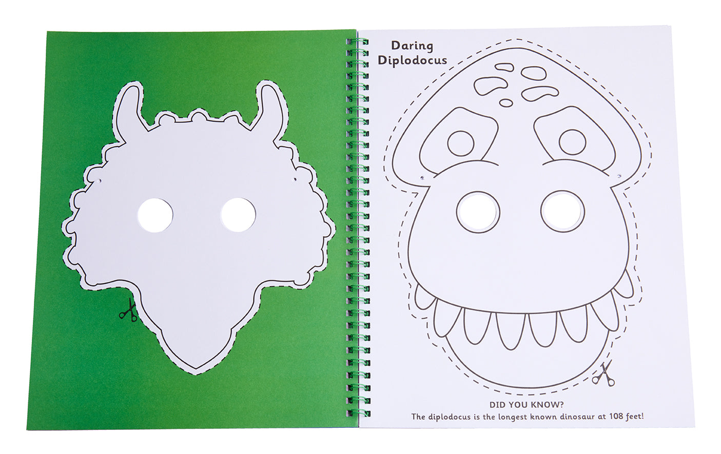 Softcover Color & Cut Masks: Dinosaurs book by Insight Editions featuring colorful dinosaur illustrations and mask designs.