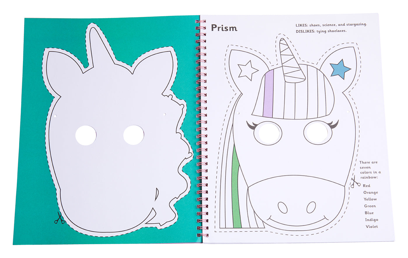 Color & Cut Masks: Unicorns softcover book by Insight Editions featuring whimsical unicorn-themed mask designs.