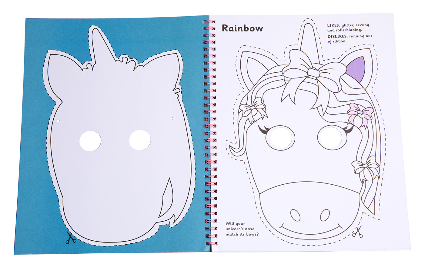 Color & Cut Masks: Unicorns softcover book by Insight Editions featuring playful unicorn-themed mask designs and colorful illustrations.