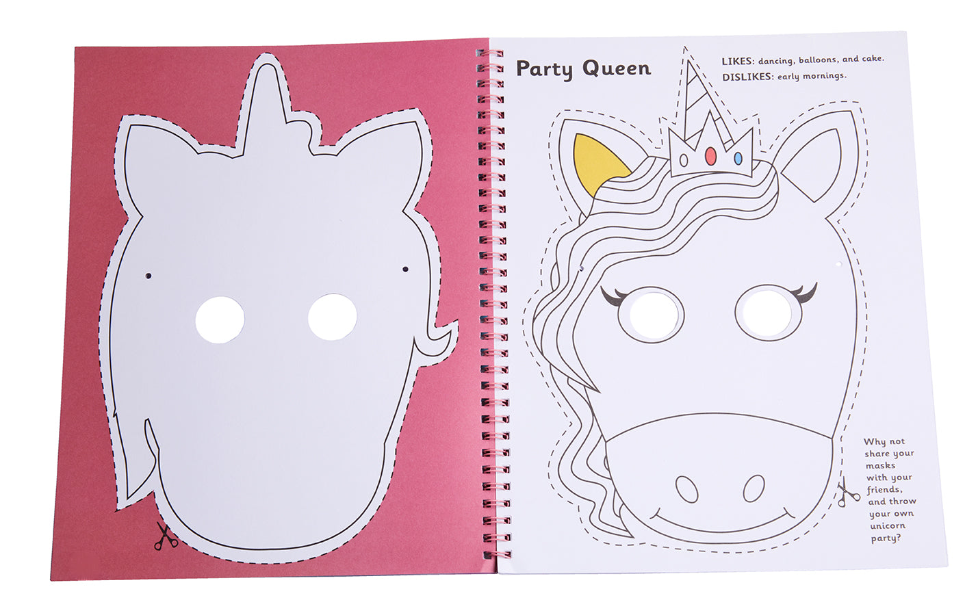 Softcover Color & Cut Masks: Unicorns book by Insight Editions featuring vibrant unicorn-themed mask designs and colorful illustrations.