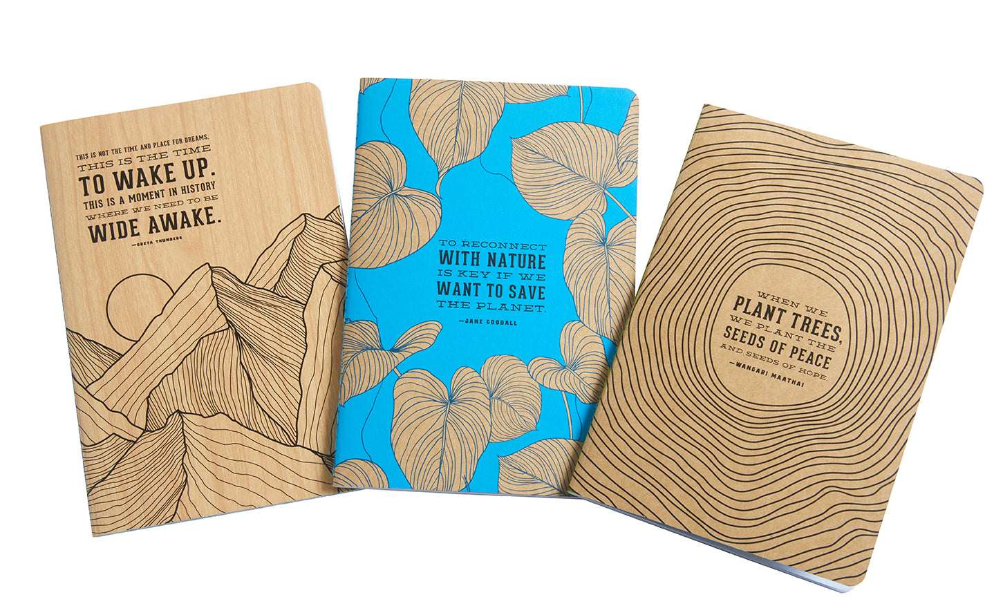Set of three softcover Conservation Sewn Notebooks by Insight Editions with durable covers and sewn binding, ideal for note-taking and journaling.