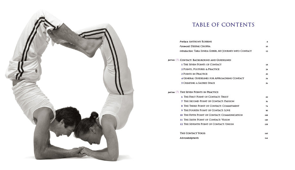 Softcover Contact Yoga book by Insight Editions featuring calming yoga poses and mindfulness techniques.