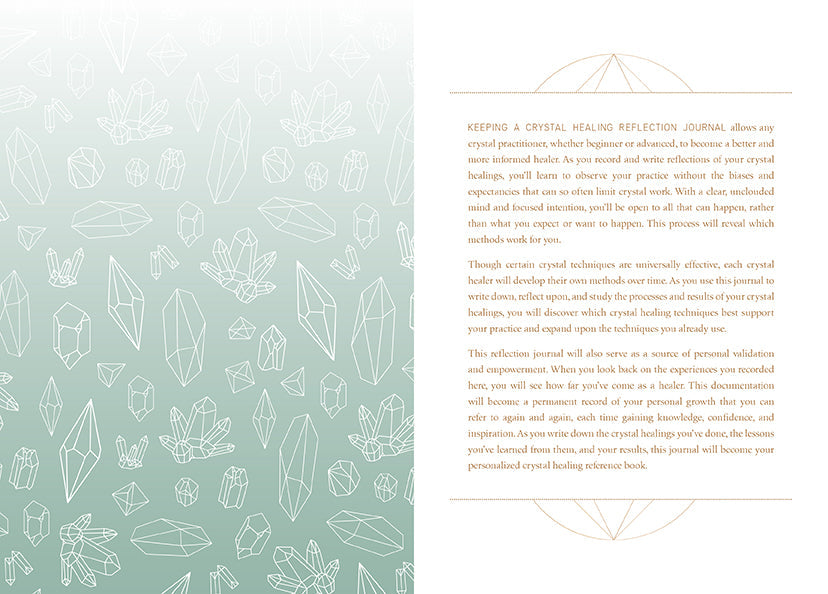 Softcover Crystal Healing Reflection Journal by Insight Editions with colorful cover design and inspirational motifs.