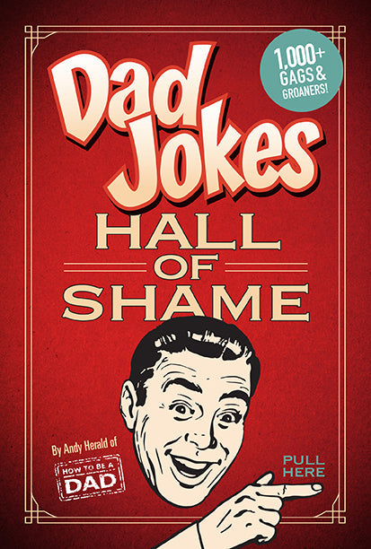 Insight Editions' softcover book "Dad Jokes: Hall of Shame" featuring humorous dad jokes on the cover.