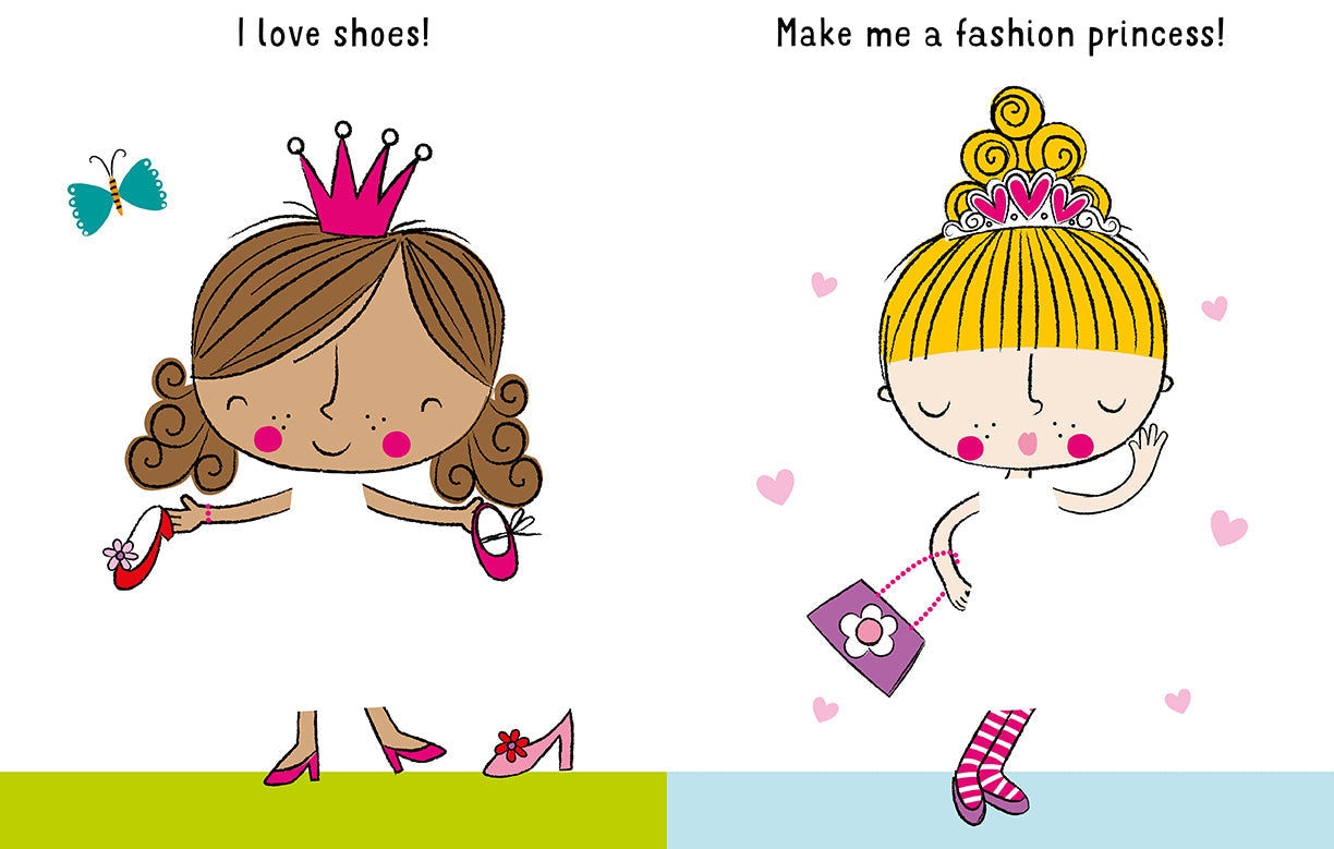 Softcover book titled "Design and Draw 50 Princess Outfits" by Insight Editions showing colorful illustrated princess costumes.