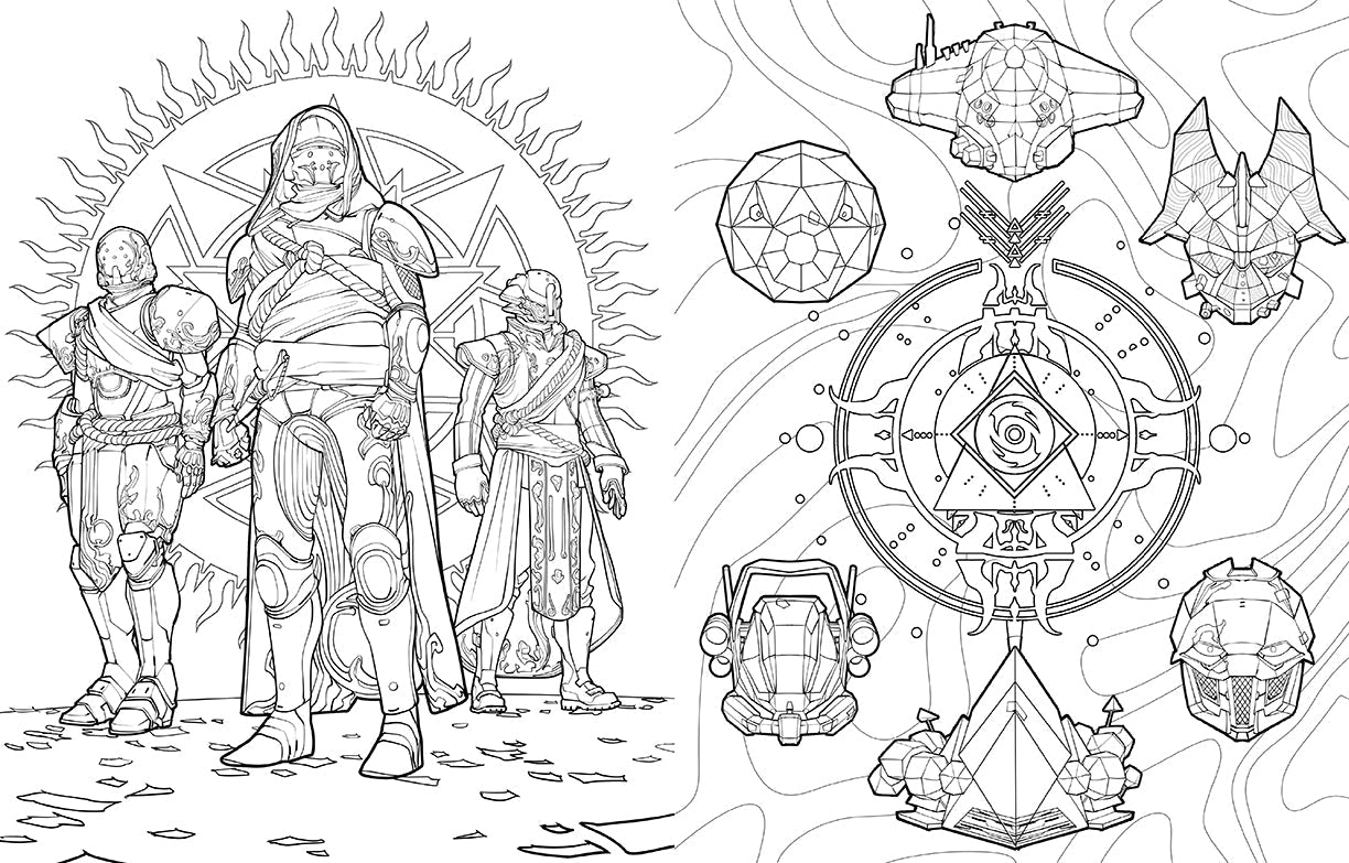 Softcover Destiny coloring book Vol. 2 by Insight Editions featuring game-themed illustrations for fans to color.