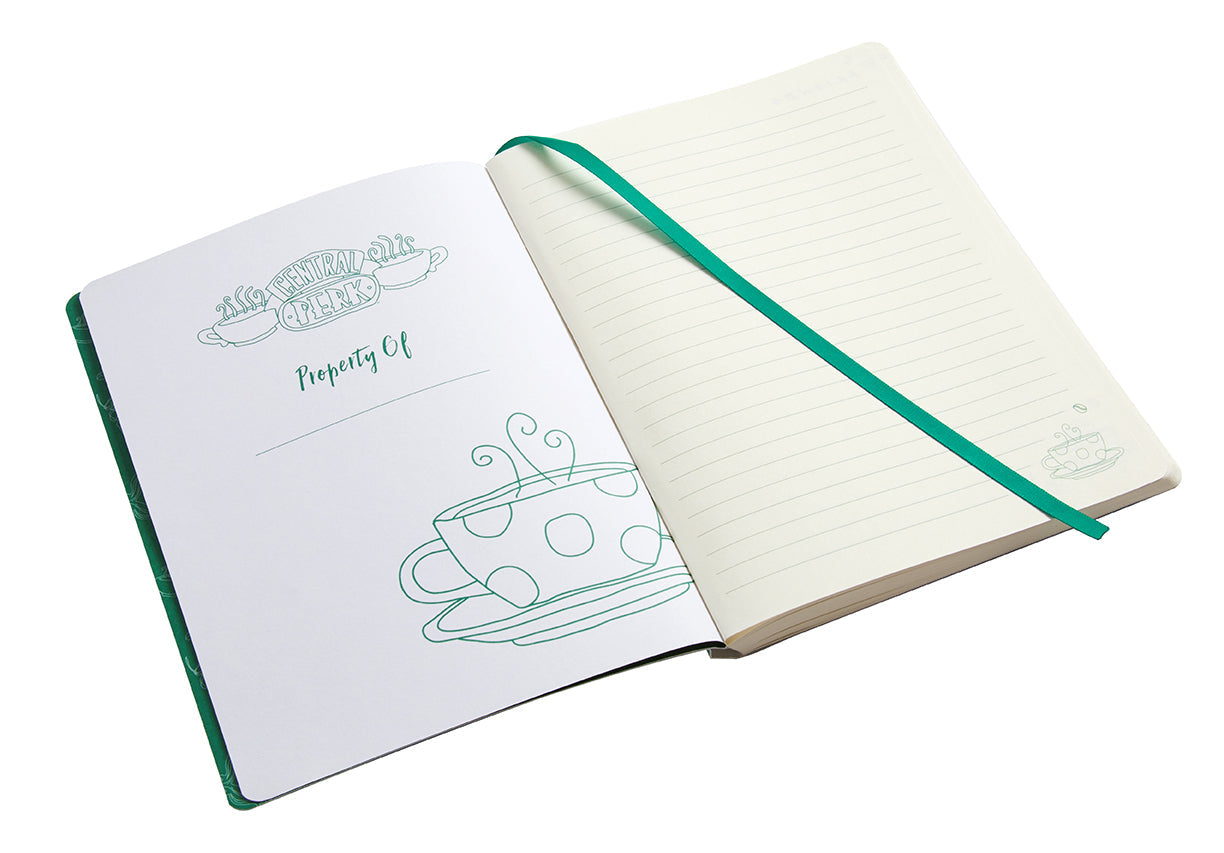 Insight Editions Friends Central Perk softcover notebook with Central Perk logo and colorful design on the cover.