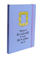 Yellow framed softcover notebook featuring Friends branding by Insight Editions, with a colorful cover design.