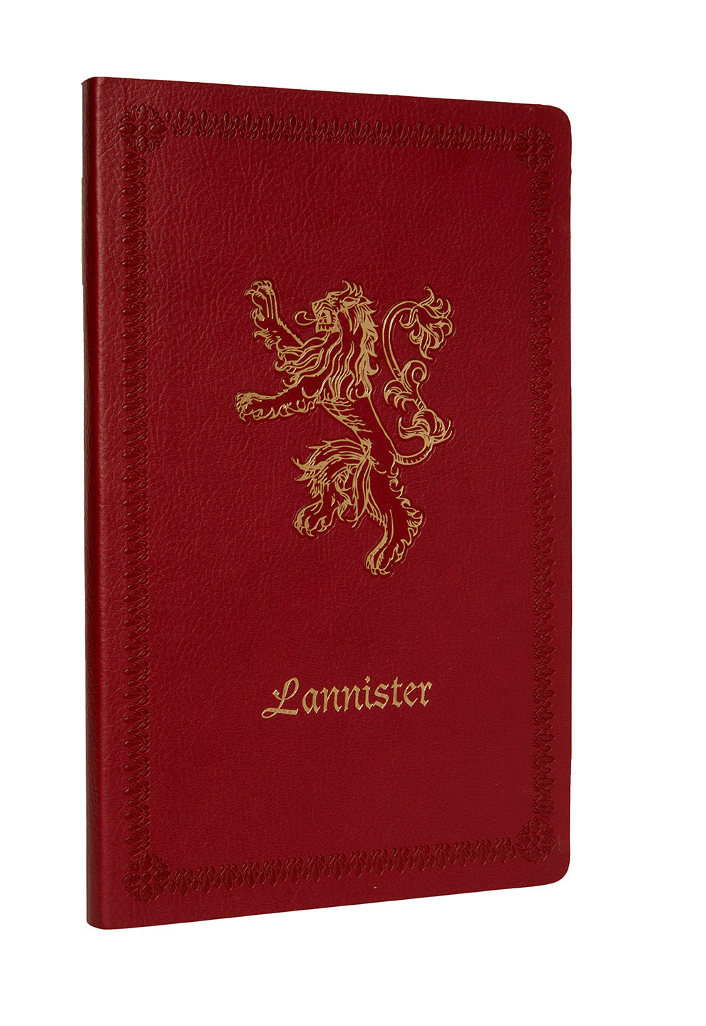 Softcover Game of Thrones House Lannister ruled notebook by Insight Editions with house sigil and decorative cover design.