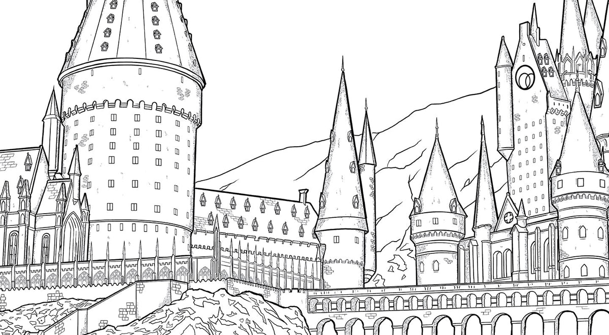 Interior page of Harry Potter Coloring Wizardry softcover book by Insight Editions featuring magical illustrations for coloring.