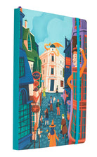 Harry Potter Exploring Diagon Alley softcover notebook with magical illustrations and labeled Diagon Alley scene on the cover.