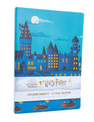 Set of three Harry Potter softcover Hogwarts exploring sewn notebooks by Insight Editions with magical cover designs.