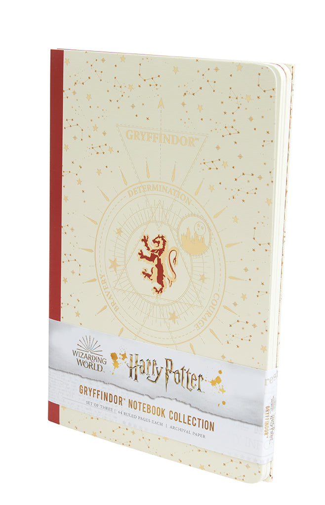 Set of three softcover Harry Potter Gryffindor constellation sewn notebooks by Insight Editions, featuring magical wizarding designs.