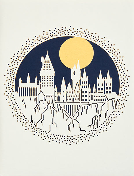 Harry Potter Hogwarts laser die-cut card in softcover from Insight Editions, featuring detailed magical Hogwarts design.