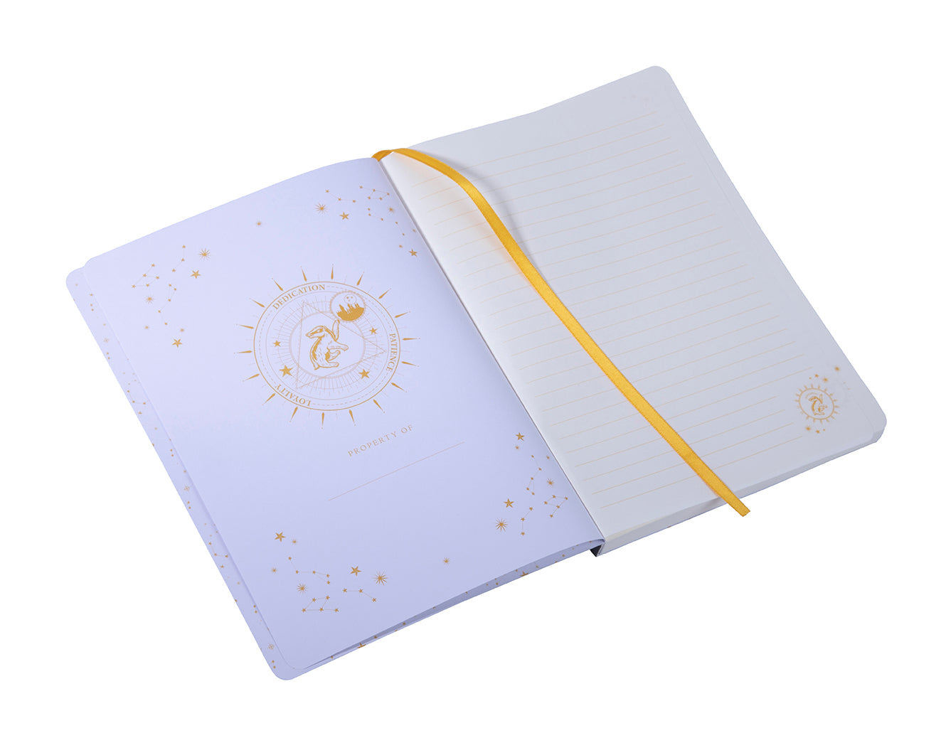 Hufflepuff Constellation Softcover Notebook by Insight Editions featuring a celestial Hufflepuff design on the cover.