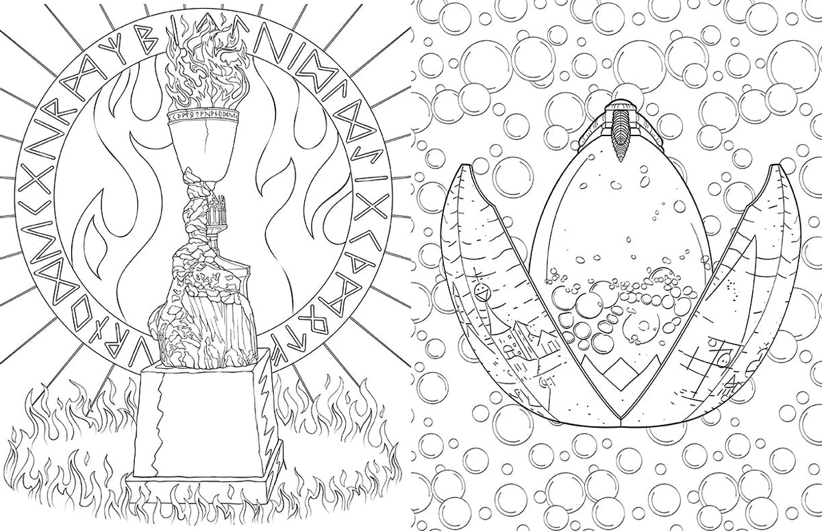 Open softcover Harry Potter Hufflepuff House Pride coloring book by Insight Editions, featuring interior pages with house-themed illustrations.