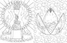Open softcover Harry Potter Hufflepuff House Pride coloring book by Insight Editions, featuring interior pages with house-themed illustrations.