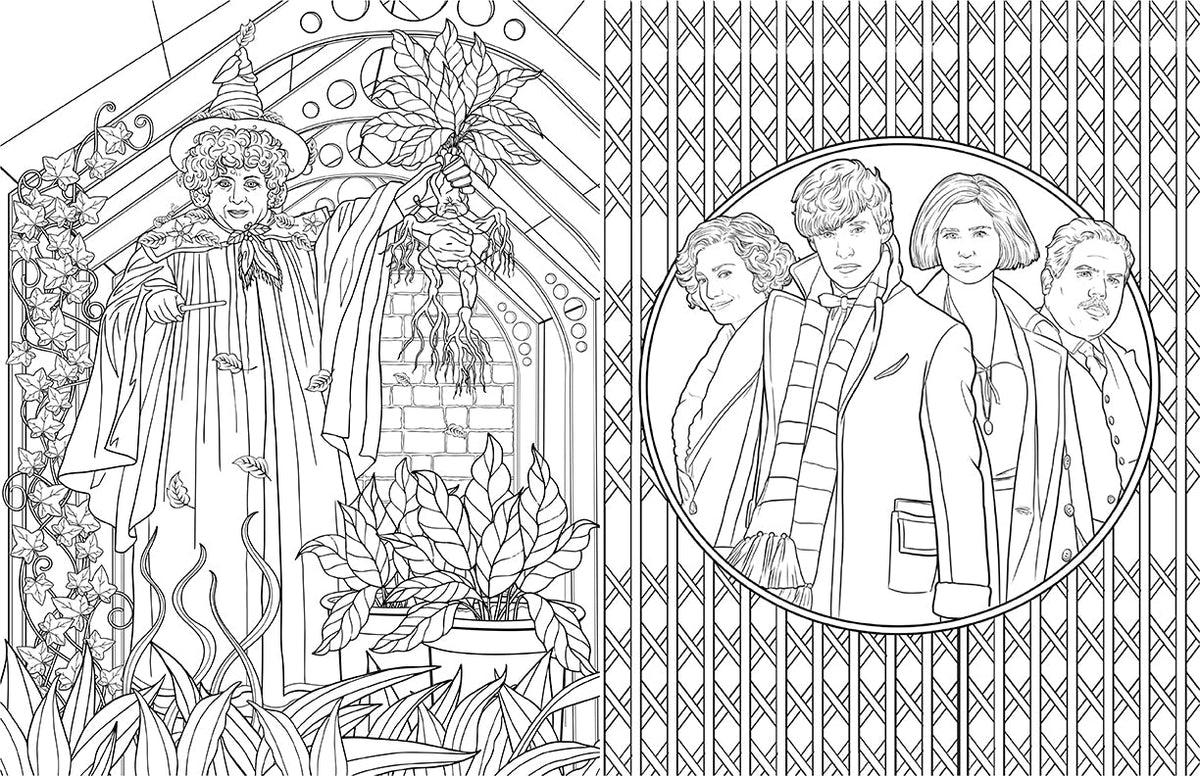 Inside view of the Harry Potter Hufflepuff House Pride coloring book by Insight Editions, featuring pages for coloring and creativity.