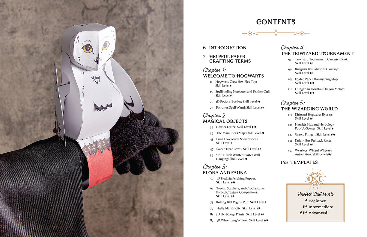 Softcover Harry Potter: Magical Paper Crafts book by Insight Editions featuring colorful wizard-themed paper craft designs.
