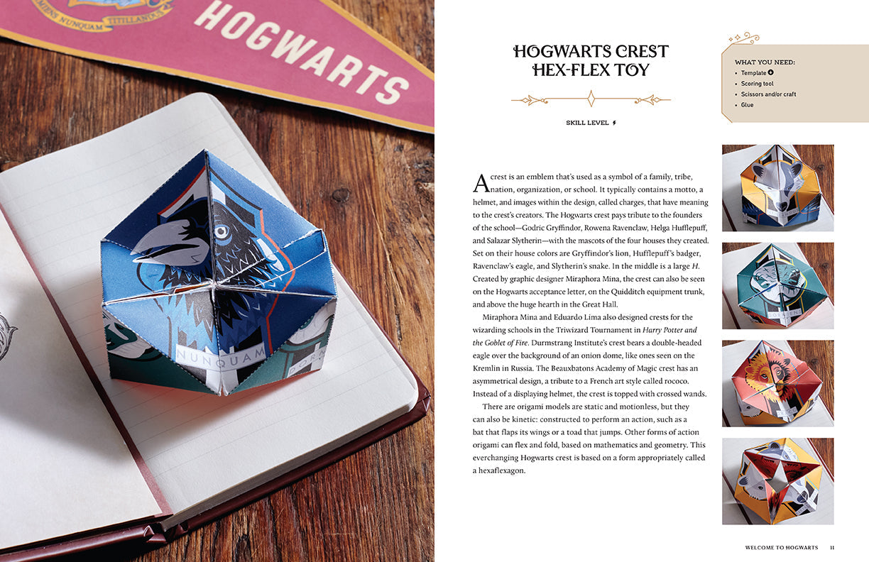 Softcover Harry Potter: Magical Paper Crafts book by Insight Editions featuring colorful paper craft designs from the wizarding world.