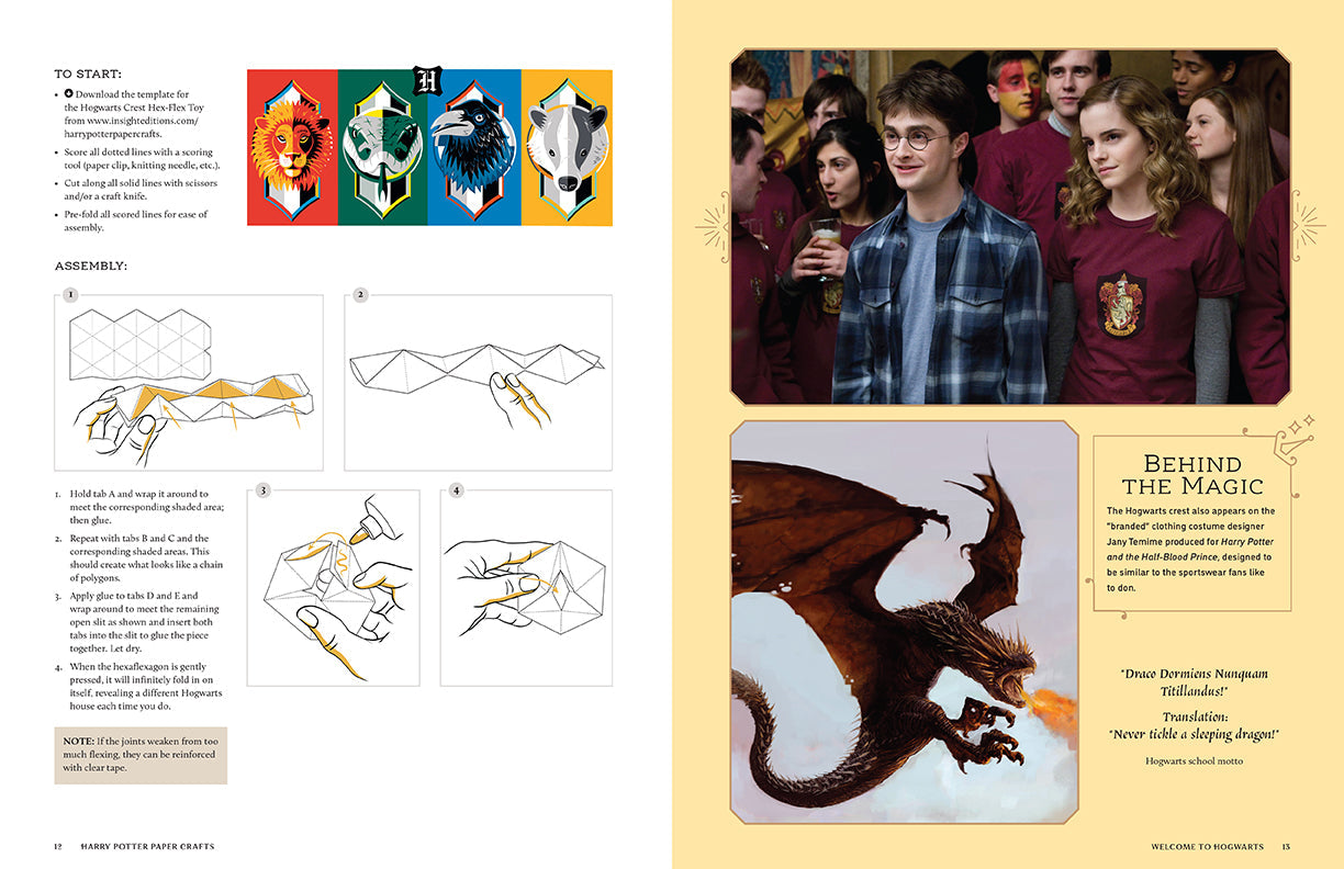 Softcover Harry Potter: Magical Paper Crafts book by Insight Editions featuring colorful paper craft designs and Harry Potter-themed illustrations.