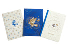Set of three Harry Potter Ravenclaw constellation sewn softcover notebooks by Insight Editions with celestial designs.