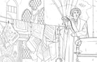 Open Harry Potter Ravenclaw House Pride coloring book by Insight Editions showing detailed interior pages on softcover.