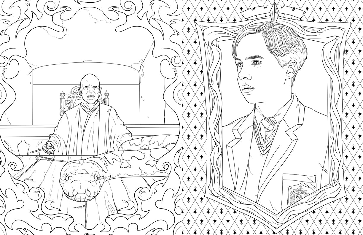 Softcover Harry Potter Slytherin House Pride coloring book by Insight Editions, featuring Slytherin-themed illustrations and designs.