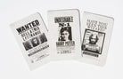 Set of 3 Harry Potter Wanted Posters softcover pocket notebooks by Insight Editions, featuring magical character illustrations.