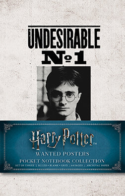 Set of 3 softcover Harry Potter Wanted Posters pocket notebooks by Insight Editions featuring magical poster designs.