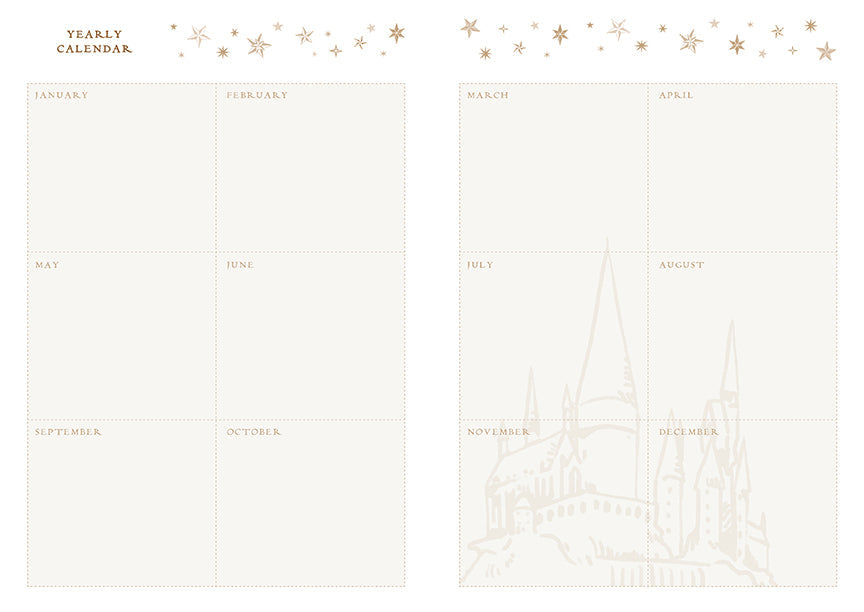 Set of three Harry Potter Welcome to Hogwarts softcover planner notebooks by Insight Editions, featuring magical wizarding world designs.
