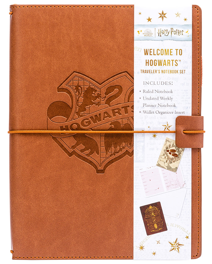 Insight Editions Harry Potter Welcome To Hogwarts Traveler's Notebook Set, softcover journal with Harry Potter themed design.