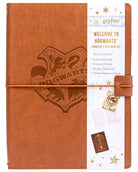 Softcover Harry Potter Welcome To Hogwarts Traveler's Notebook Set with detailed Hogwarts-themed cover by Insight Editions.