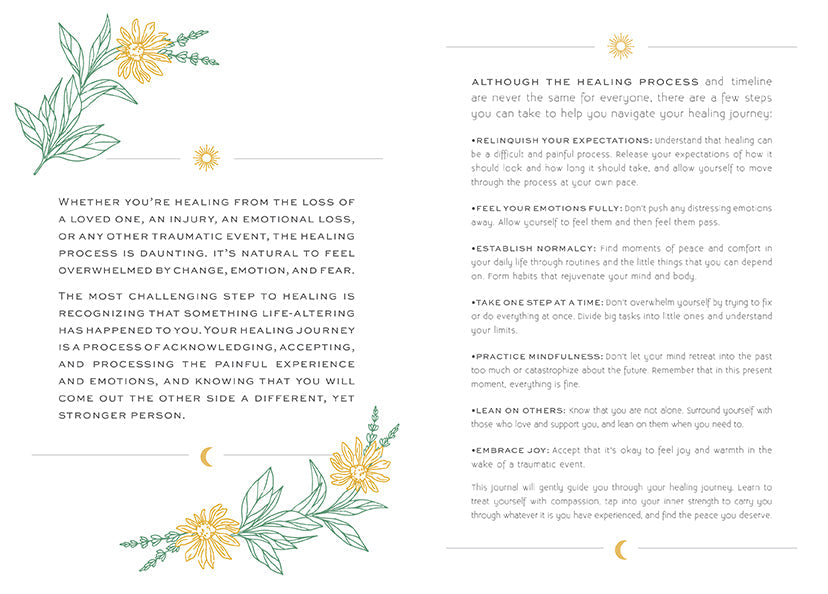 Softcover book titled "Healing" by Insight Editions with open pages, featuring a calming cover design.