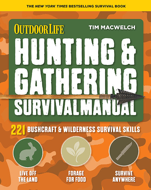 Softcover Hunting & Gathering Survival Manual by Insight Editions featuring practical tips for outdoor survival skills